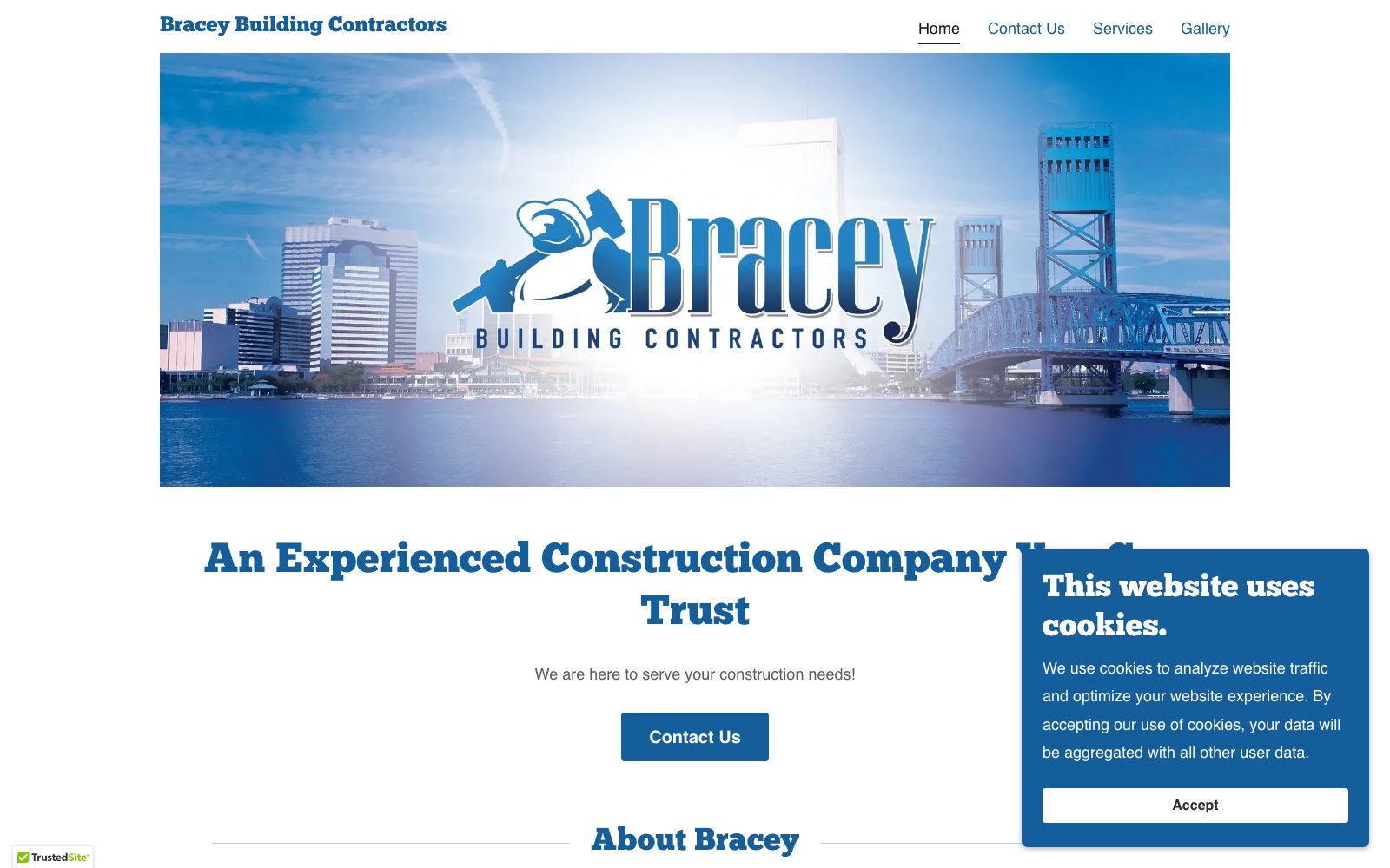 The current braceybuilding.com homepage