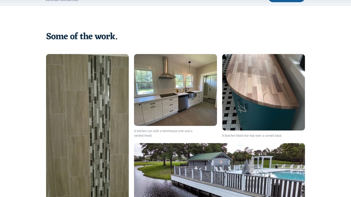 The project gallery section of the new homepage